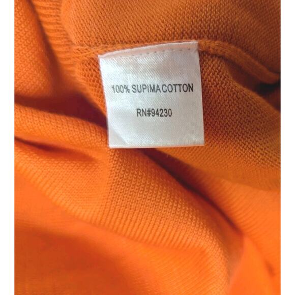 Paul Fredrick Mens V-Neck Sweater Size XXLT Tall Orange White Supima Cotton - Picture 9 of 10